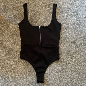 Black Body Suit with Zipper